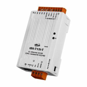 tDS-715i-T Device Server,1x10/100 Base-TX wiht 1xRS-422/RS-485 (2-wire RS-485, 4-wire RS-422) signal isolated 3kV, Power Input DC jack +12 ..+48 VDC, RoHS
