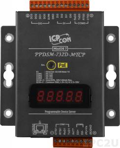 PPDSM-732D-MTCP Programmable Device Server with PoE, Modbus Gateway, 2 RS-232 port, 1 RS-485 port and an LED Display with Metal Case