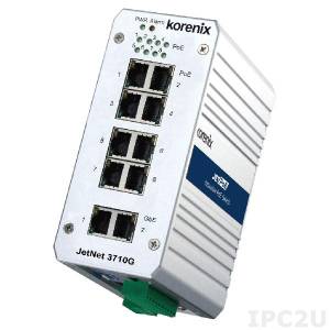 JetNet 3710G Korenix Industrial Unmanaged 8x10/100/1000Base-TX PoE Ethernet Switch and 2x10/100/1000Base-TX uplink Ports Wide Temperature -25..+70 C