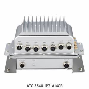 ATC-3540-IP7-AI4CR Fanless Embedded System, IP67 Chassis, NVidia Jetson Orin NX SOM 6-Core 2.0GHz, 8GB LPDDR5 RAM, 128GB NVMe SSD, HDMI, 1xGbE M12 LAN, 4xPoE M12 LAN, 2xUSB 3.2, 1xOTG, 1xM12 Multiport (2xCOM, 1xCAN), 1xmPCIe, 2xM.2, 2xSIM, GPS, 24VDC-in, -30..70C