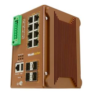 DS612-V2 Indastrial Ethernet Switch, 8x100/1000Base-T, 4x100/1000MBase SFP, 1xUSB, COM, 1xDI, 1xDO, L3 Managed, L2 Managed, 10..60VDC, -40..85 C Operating Temperature