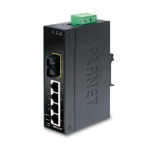 ISW-511T Industrial DIN-Rail Fast Ethernet Unmanaged Ethernet Switch, 4x100 Base(TX),1xBase(FX), Multi Mode, 2km distance, Redundant 12-48VDC, -40..+75C Operating Temperature