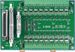 DB-24C/D/DIN Isolated 24 Channels Open Collector Daughter Board, Opto-22 Compatible, DIN-Rail Mounting