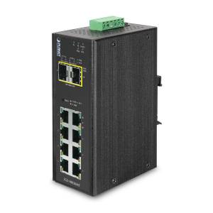 IGS-10020MT Industrial DIN-Rail L2+ Managed Ethernet Switch with 8x1000 Base T, 2x1000X SFP ports, Redundant 12-48VDC/24VAC, -40..75C Operating Temperature