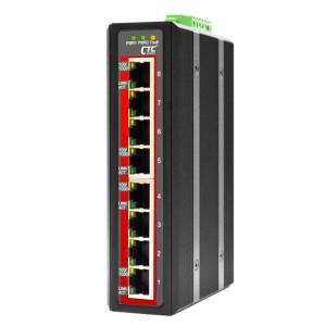IGS-800-E Industrial Unmanaged Gigabit Ethernet Switch with 8x 1000 Base-T Ports, 9.6...60VDC-In, -40..+75C Operating Temperature