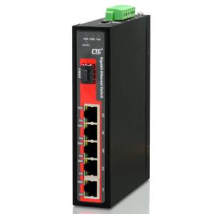 IGS-501S-E Industrial Unmanaged Gigabit Ethernet Switch with 5x 1000 Base-T Ports, 1x SFP port, 9.6...60VDC-In, -40..+75C Operating Temperature