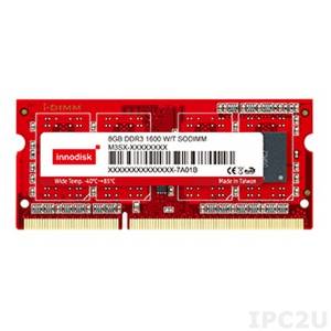M3S0-8GMSDIPC 8GB DDR3 SODIMM 1600MHz Industrial Innodisk Memory Non-ECC 528Mx8, IC Micron, Wide Temperature -40..+80C