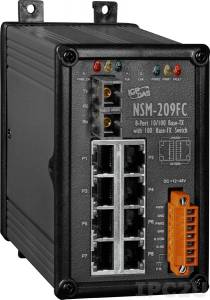 NSM-209FC Industrial Smart Ethernet Switch with 8 10/100 Base-T Ports and 1 Multi-mode 100 Base-FX Port, IP20