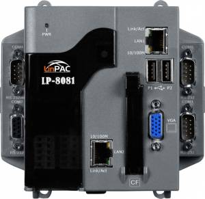 LP-8081-EN PC-compatibleAMD LX800 500MHz Industrial Controller, 4Gb Flash, 1Gb SRAM, 2xRS-232, 1xRS-485, 2xEthernet, Linux 2.6.19, w/o Expansion Slots