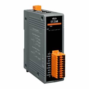 ET-2268 Ethernet I/O Module with 2-port Ethernet Switch, 4-ch Form A Relay Output and 4-ch Form C Relay Output (RoHS)
