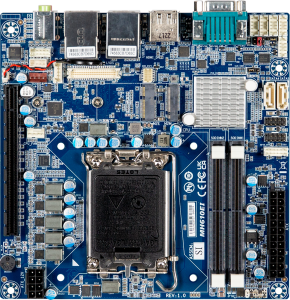 mITX-H610E Mini-ITX Motherboard, Intel 12/13th Gen Core i9/i7/i5/i3/Pentium/Celeron CPU, H610 Chipset, Up to 64GB DDR5 RAM, HDMI, DP, VGA, LVDS, 1x2.5GbE LAN, 1xGbE LAN, 6xCOM, 4xUSB 3.2, 4xUSB 2.0, 2xSATA, 2xM.2, 1xPCIe x16, 1x8-bit GPIO, Audio, TPM 2.0, 0..60