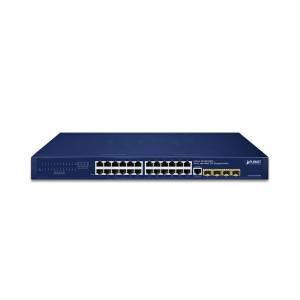 GS-4210-24T4SR Managed Ethernet Switch with 24x10/100/1000Base-T Ports, 4x100/1000BASE-X SFP Ports, Layer 2, Redundant 100..240V AC/36..72V DC, 0..+50C Operating Temperature