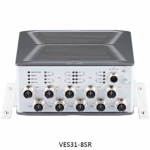 VES-31-8SR Unmanaged Gigabit Ethernet Switch 8xM12 10/100/1000Base-T with PoE, 2xM12 10/100/1000Base-T, 9..36VDC, -40..70C