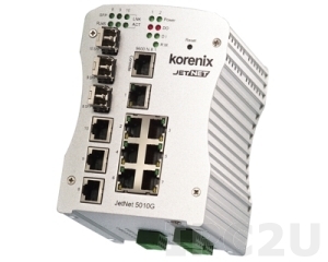 JetNet 5010G-w Korenix Industrial Managed Gigabit 7x10/100 Base-TX Ethernet Ring Switch and 3x1000Base-TX /100Base-FX Combo Ports (SFP connector), Support Modbus, Wide Temperature -40..+75 C