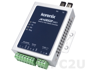 JetCon 2401-s Korenix Industrial Serial RS-232/422/485 to Singlemode ST Fiber Media Converter