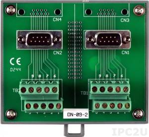 DN-09-2 Terminal Board, DB9 socket, DIN-Rail Mounting, 50V max