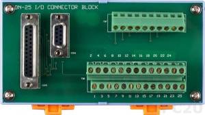 DN-25 DB-9, DB-25 Female Connector Termination Board, DIN-Rail Mounting, up to 50V