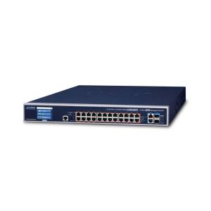 GS-6320-24UP2T2XV Managed Switch with LCD Touch Screen and Redundant Power with 24x10/100/1000Base-T PoE++ Ports, 2x10GBASE-T Ports, 4x10G SFP+ Ports, Layer 3, 100..240V AC, 36..60V DC, 0..+50C Operating Temperature