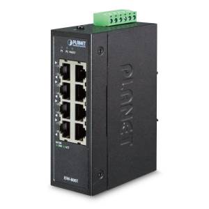 ISW-800T Industrial DIN-Rail Fast Ethernet Unmanaged Ethernet Switch, 8x100 Base(TX), 6KV protection, 12-48VDC/24VAC redundant Input Voltage, -40..+75C Operating Temperature
