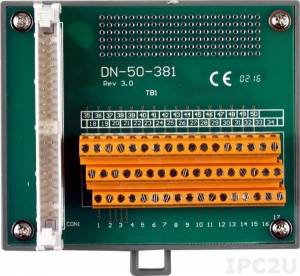 DN-50-381 IDC-50 Connector Termination Board (Pitch 3.81mm), DIN-Rail Mounting, up to 30V