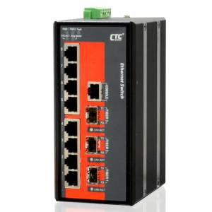 IFS-803GSM-E Industrial Managed Fast Ethernet Switch with 8x 100 Base-T Ports, 3x SFP Ports, 9.6...60VDC-In, -40..+75C Operating Temperature