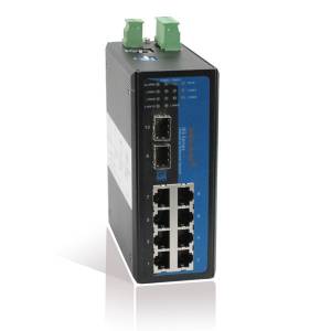 IES7110-2GS Industrial DIN-Rail Managed Ethernet Switch with 8x100 Base TX, 2x1000X SFP ports, Dual 12-48VDC,-40..75C Operating Temperature