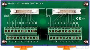 DN-20 2x20-pin Connector Termination Board, DIN-Rail Mounting