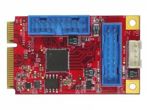 EMPU-3401-W1 Mini-PCI Express Expansion, PCIe Bus, 4x USB 3.0, Wide Temperature, with power cable 5V, 4pin (F) - Molex 4pin (M) and cable 5V 19pin - 2xUSB 3.0