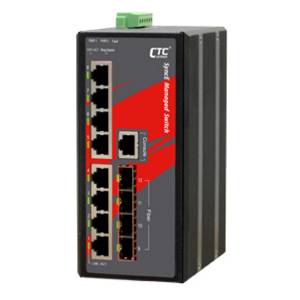 IGS-804SM-SE Industrial Managed Gigabit Ethernet Switch with 8x 10/100/1000 Base-T Ports, 4x SFP Ports, 18..60V DC Input Power, Alarm Relay Contact, -10..+60C Operating Temperature, SyncE, IEEE 1588 PTPv2, EN50121-4, EN61000-6-2, EN61000-6-4