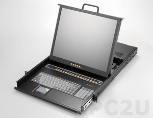 AMK816-19CB 1U, 19&quot; LCD-Keyboard Drawer, Single Rail, with 16 x 1.8m KVM cable, 16 port Combo KVM, TouchPad, Single Rail, steel