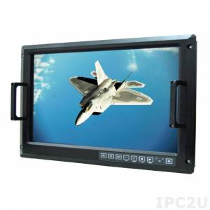 W24L100-RKS1ML 24&quot; Military Grade Rugged Display, IP65 for Front Panel, 1900x1200, VGA, DVI-D, 5xBNCs, alumunum Front Panel, power input DC