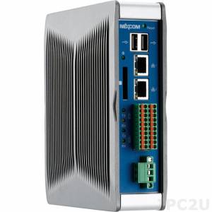 NISE-60 DIN-Rail Embedded Server, ARM Cortex-A8 Ti 3352M 720MHz, 512MB DDR3 RAM onboard, 4GB eMMC NAND Flash, VGA, Gbit LAN, 2xRS-232/422/485, DIO, 2xUSB, SD slot, 12/24V DC-In, Wide Temperature -20...70C