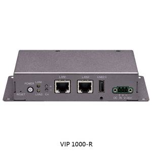 VIP-1000-R Full HD dual HDMI extender over IP, Receiver variation, 2xHDMI Type A, 2xGbE LAN, 1xUSB 2.0, E13 mark, 9-36VDC-in with Phoenix Connector, -20..70C Operating Temp.