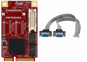 EMP2-X203-W1 Mini-PCI Express Expansion, 2xRS232, incl. 2xDB9 Connectors with Cable, Wide Temperature