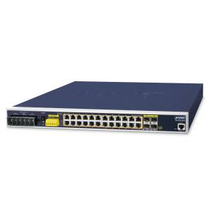 IGS-6325-24P4S Industrial Rackmount L3 Managed Ethernet Switch, 24-Port 10/100/1000T 802.3at PoE with 4 shared 100/1000X, dual redundant power input 48~56VDC, DIDO, ERPS Ring, 1588, Modbus TCP, fanless design