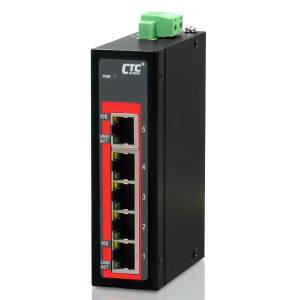 IFS-500C-E Industrial Unmanaged Compact Fast Ethernet Switch with 5x 100Base-TX Ports, 12/24/48VDC or 24VAC Input Power, -40..+75C Operating Temperature