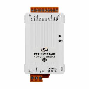 tWF-PD4SR2D 4-channel Isolated Dry Digital Input, 2-channel DC3~30V/1A SSR Output Module Wi-Fi 2.4G IEEE 802.11 b/g/n (RoHS)