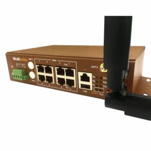 WR319A-LTE-E LTE IP30 Routing Switch and IoT Gateway, 8-Port 10/100Base-TX LAN, 1-Port 100/1000Base-T WAN, LTE-E, 1xCOM, 1xUSB, 5xSMA, 1xSerial+3DI+2DO, 2xSIM, 8..32VDC, -40..70 C Operating Temperature