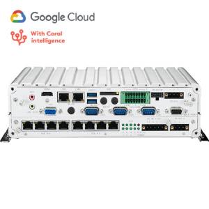 MVS-2623-GCIoT Google Cloud AI Edge Telematics Server, Intel Atom E3950 2.0 GHz, 4GB DDR3L, 8x 10/100/1000 Mbps 802.3af PoE, 2x GbE, VGA/HDMI output, 2x RS232, 1x RS-232/422/485, 2x USB3.0, 1x USB2.0, 1x CAN, 9..36V DC-In