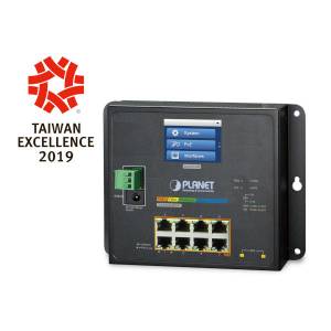 WGS-5225-8P2SV Industrial Managed L2+/L4 Power-over-Ethernet Switch with 8x1000 802.3af/at, 2x1000X SFP, LCD Touchscreen, Modbus TCP, ONVIF, SNMPv3, 802.1Q, Dual 48-56VDC In, -20..70C Operating Temperature