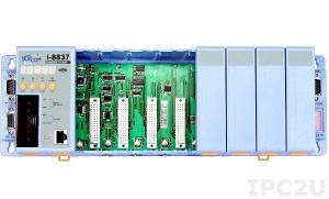 I-8837-80 PC-compatible 80MHz Industrial Controller, 512kb Flash, 512kb SRAM, 2xRS232, 1xRS232/485, Ethernet 10BaseT, 7-Segment Display, ISaGRAF, 8 Expansion Slots