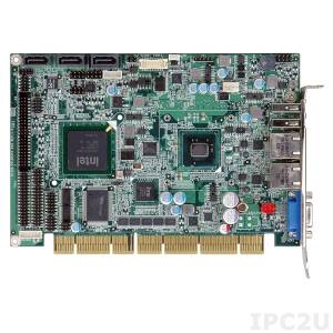 PCISA-PV-D5251-R10 Half-size PCISA CPU card with Intel Dual Core Atom D525 1.80GHz/1MB L2 cache,VGA/LVDS,Dual PCIe GbE,USB2.0,4 COM,3 SATA II and Audio, PS/2 KB/MS, 1x DDR3 SO-DIMM Sockel (max. 2 GByte)