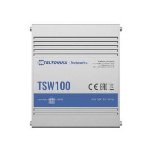 TSW100 Industrial Unmanaged POE+ Switch, 5xLAN Port 10/100/1000Mbps Ethernet, 4x30W PoE+ ports, 7..57V DC-in, 44-57V DC-in for PoE, 65W PSU, -40..75C operating temp.