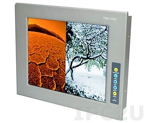 TDM-150GMS/R Industrial 15&quot; TFT LCD Monitor with Touch Screen, RS-232/USB Interface, Aluminium Front Panel IP65, 9...36V DC Input, -30...+70C Operation Temperature, 1xVGA, 1xDVI-D, 1xUSB, 1x12V DC, Silver