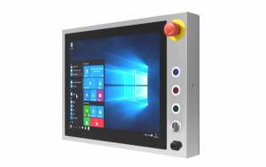 R19IB3S-SPM1-B Rugged Fanless Panel PC 19&quot; TFT LCD 1280 x 1024, projected capacitive touch, Intel Celeron N2930 1.83GHz CPU, 4GB DDR3L, 64GB SSD, IP65 connectors (2xUSB, LAN, COM, AC), Emergency and Flat buttons, power adapter AC DC, w/o OS