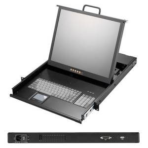 AMK801-19UBV 1U, 19&quot; LCD-Keyboard Drawer, Single Rail, with 1.8m KVM cable, 1 port USB KVM, DVI-D, TouchPad, Single Rail, steel