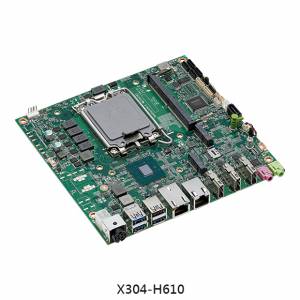 X304-H610 Mini-ITX Mainboard, LGA1700, Intel 12th/13th Gen Core i9/i7/i5/i3 CPU, Intel H610E Chipset, Up to 64GB DDR5 RAM, 3xHDMI, 1xGbE LAN, 1x2.5 GbE LAN, 2xCOM, 3xUSB3.2, 5xUSB2.0, 1x8-bit GPIO, Audio, 1xSATA, 3xM.2, 12VDC-in, 0..60C