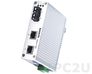 JetCon 1302-s Korenix Industrial Compact 2x10/100Base-TX to 100-FX Media Converter, Single Mode (30km), SC Fiber Connector
