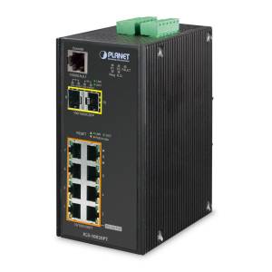IGS-10020PT Industrial Power-over-Ethernet DIN-Rail Managed L2+, L4 Switch with 8x1000 802.3at PoE, 2x1000X SFP,DI/DO, ERPS Ring, 1588, Modbus TCP, ONVIF, Cybersecurity features, -40...+75C operating temperature, Dual Redundant DC 12-48V Power Input