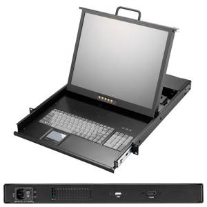 AMK801-19UBH 1U, 19&quot; LCD-Keyboard Drawer, Single Rail, with 1.8m KVM cable, 1 port USB KVM, HDMI, TouchPad, Single Rail, steel
